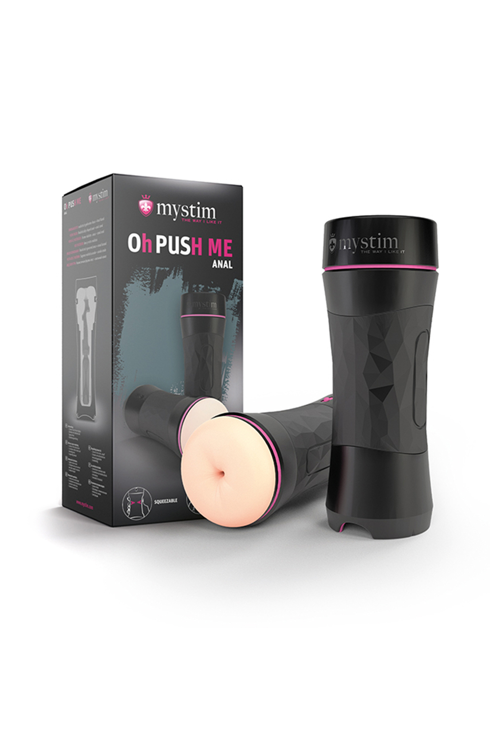 Мастурбатор Mystim OH PUSH ME Anal,TPE, телесный, 21,5 см