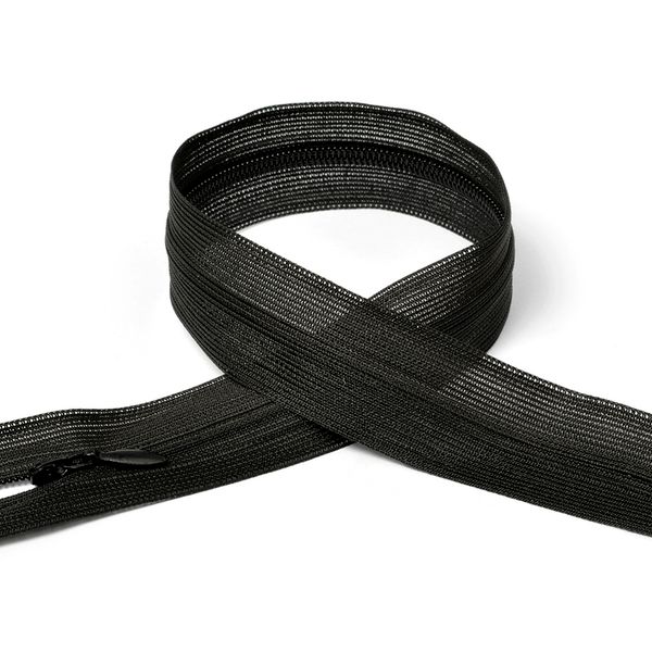 Молния потайная (скрытая) Т3 (3 мм) 1 зам., н/раз., 45 см, цв.F322 черный уп.50 шт