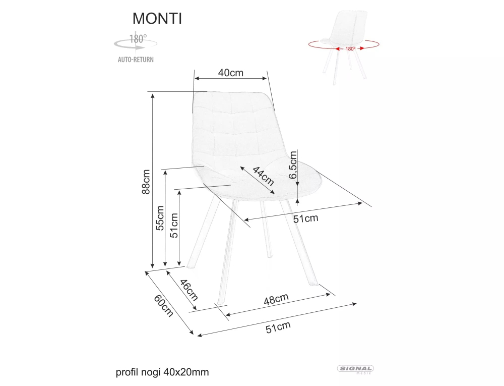 Стул SIGNAL MONTI Velvet Bluvel 38 капучино/черный, поворотный