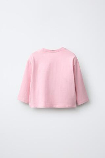 ZARA ЛОНГСЛИВ С ВЫШИТОЙ НАДПИСЬЮ, РОЗОВЫЙ