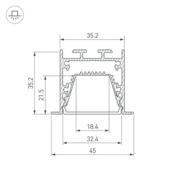 Алюминиевый профиль для светодиодных лент и линеек 2м 062191 черный LINIA45-F-TRAY-2000 BLACK Arlight