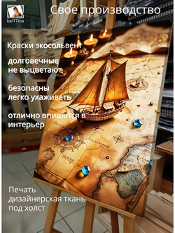 Картина "Парусник судьбы", на стену 50х70см 1шт., на деревянном подрамнике