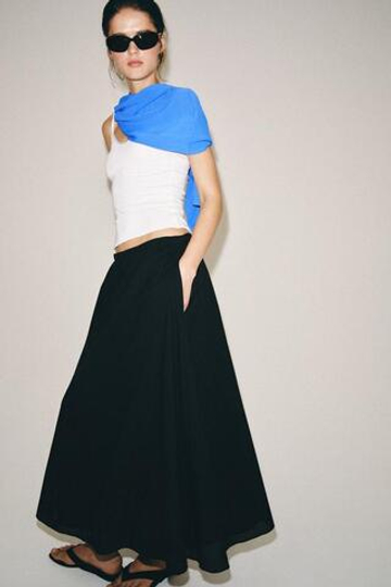 ZARA ДЛИННАЯ ЮБКА — ZW COLLECTION, ЧЕРНЫЙ