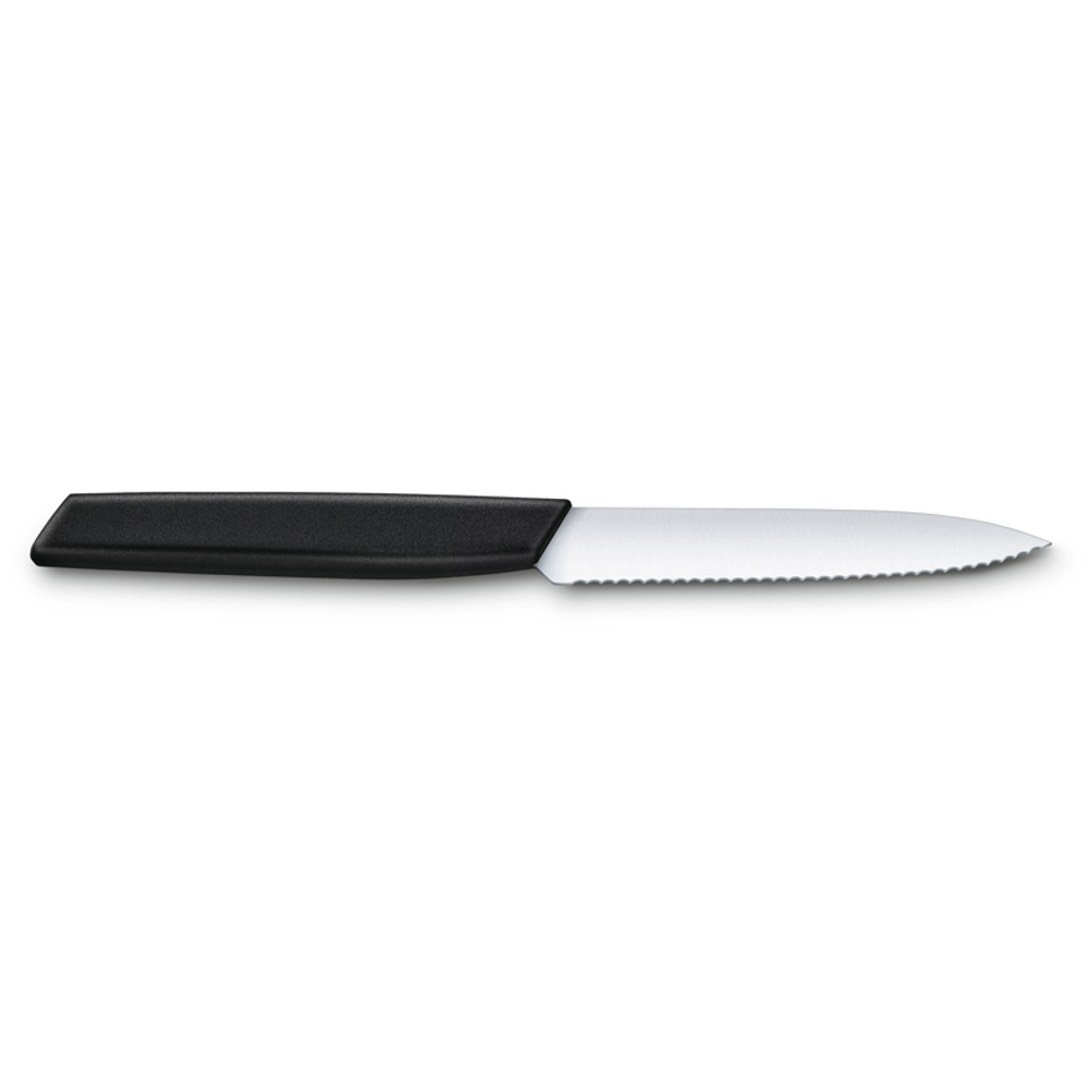 Нож Victorinox для овощей и фруктов, лезвие 10 см волнистое, чёрный