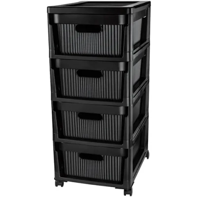 Комод на колесах 4 ящика 30*38,5*69см «VELVET» черный