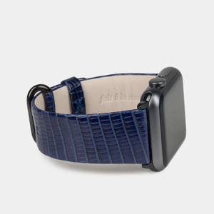 Ремешок для Apple Watch 44/45/46 mm из кожи ящерицы, синего цвета