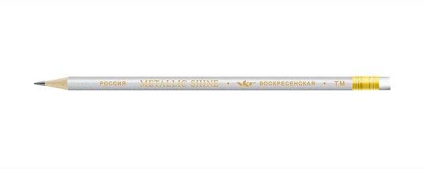 Карандаш чернографитный круглый с ластиком заточенный ТМ (HB) 72 шт, Metallic shine MS03, 1-1610 серебряный, ВКФ MS03