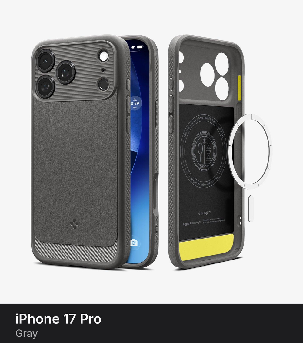 Чехол Spigen Rugged Armor MagSafe для iPhone 17 Pro Gray