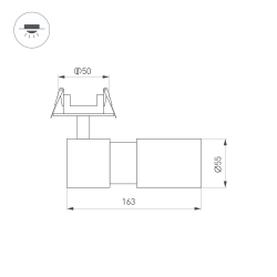 Светильник LGD-ARTEMIS-BUILT-FLAP-R55-12W Warm3000 (BK, 8-80 deg, 230V) (Arlight, IP20 Металл, 5 лет) 051796