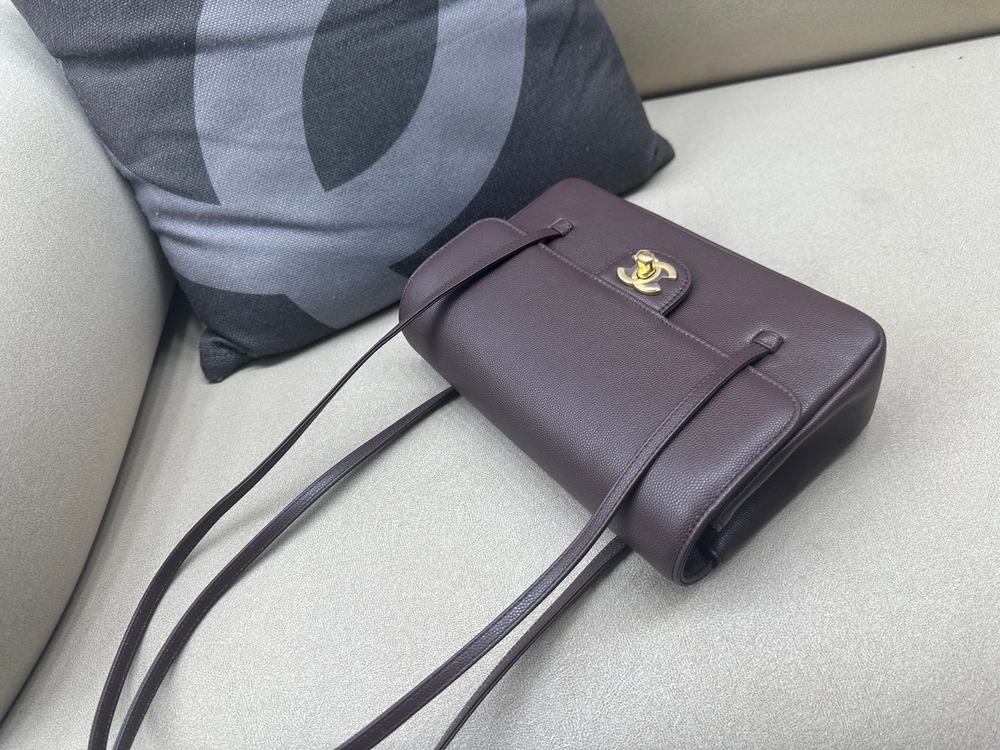 Женская сумка Chanel с длинными ручками — сливовая, 22 см — фото 2
