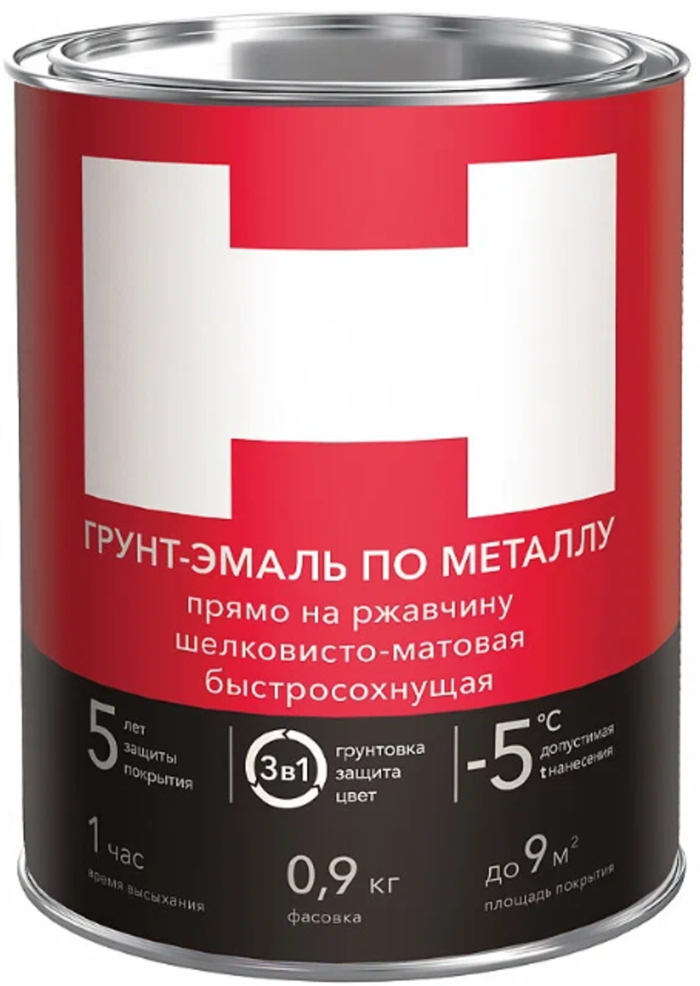 ГРУНТ- ЭМАЛЬ ПО РЖАВЧИНЕ 3 В 1 "HAMMERTON" ЧЕРНАЯ 0,9 КГ (14)