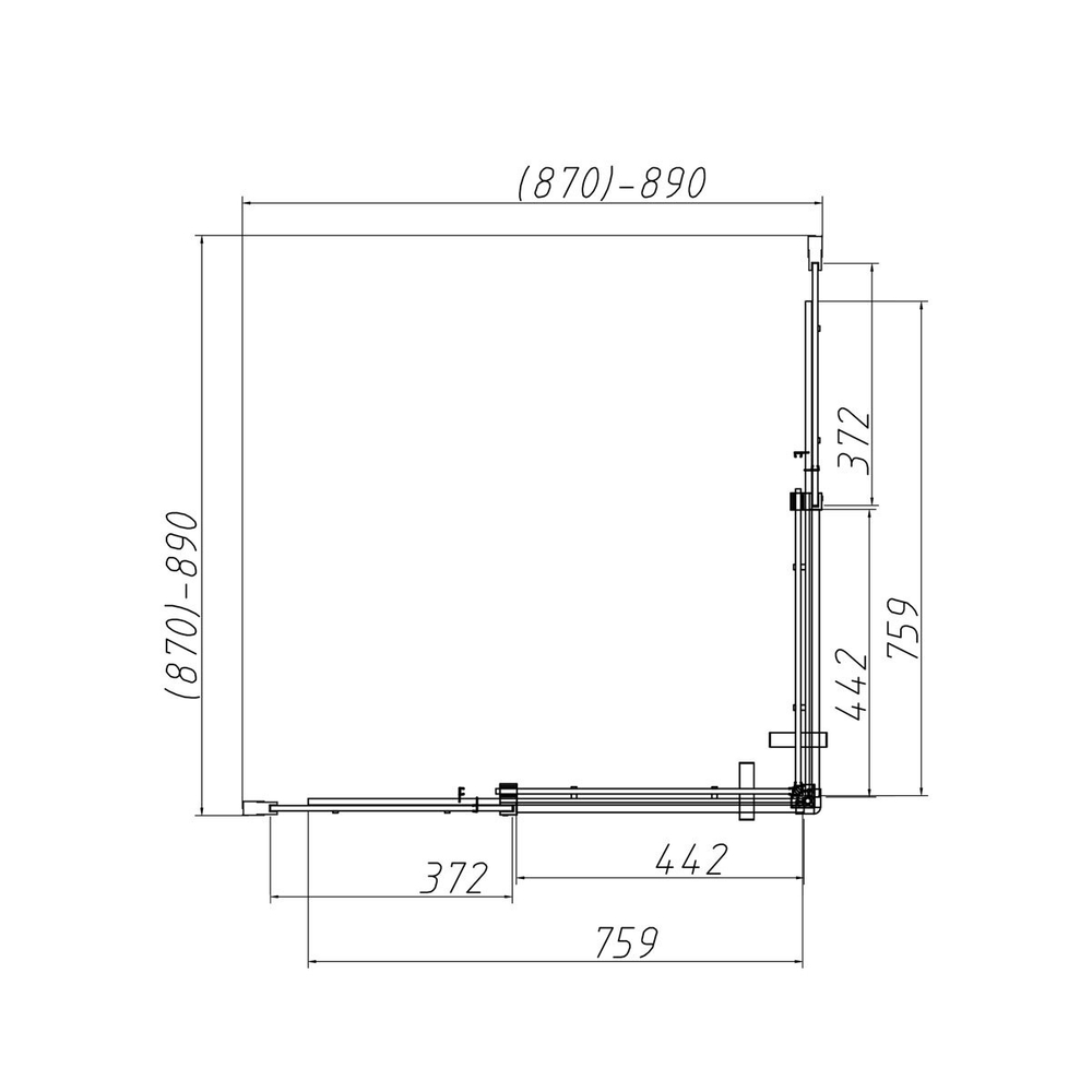 Душевой уголок Дайс (Dice) VSS-4D900CLB, 900*900, черный, стекло прозрачное,