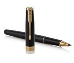Ручка-роллер Parker Sonnet Black Lacquer GT 1931496, стержень: F, цвет чернил: black, в подарочной упаковке