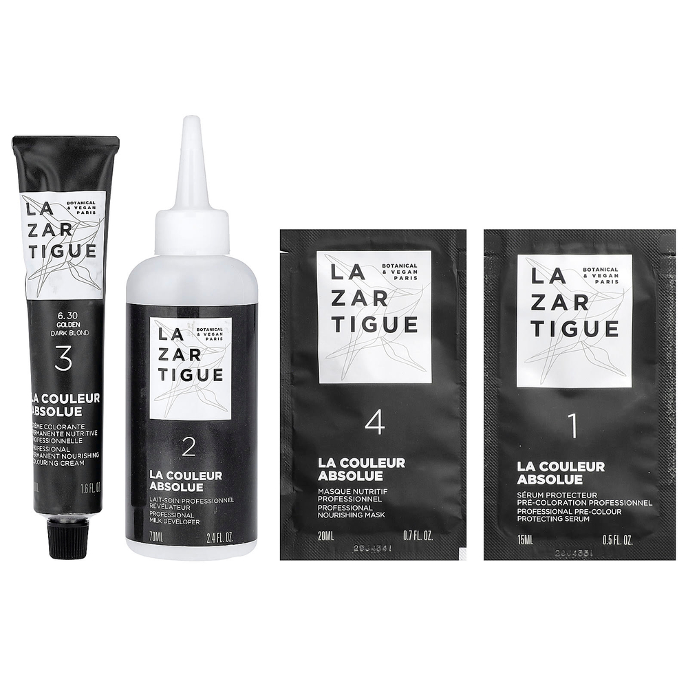 Lazartigue, Стойкая краска для волос с растительными экстрактами, 6.30 Golden Dark Blond, 1 нанесение