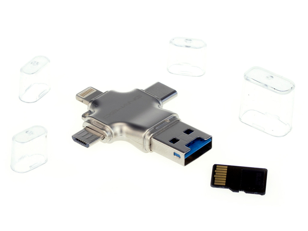 Картридер microSD Dewang CR43 для iPhone/iPad (Lightning, Type-C, Micro USB, USB)