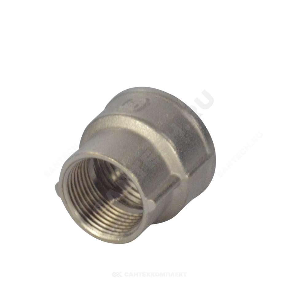 Муфта латунь никель переходная Ду 20х15 (3/4"х1/2") ВР/ВР SantechSystems
