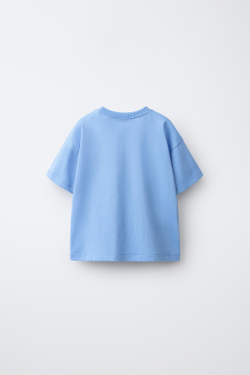 ZARA ФУТБОЛКА С ПРИНТОМ MAMÁ Y PAPÁ, ГОЛУБОЙ