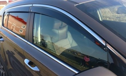 Дефлекторы Alvi на Kia Sportage 5 оригинал 6 частей  с молдингом из нержавейки