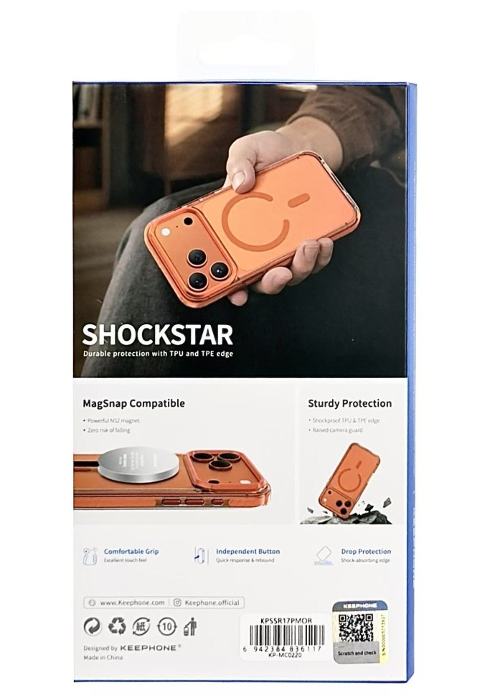 Накладка для i-Phone 17 Pro Max Keephone Shockstar MagSnap оранжево-прозрачный
