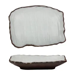 Блюдо прямоугольное 26*20 cм h3 cм 450 мл Crush White Matt New Brown Taiga P.L. [1]