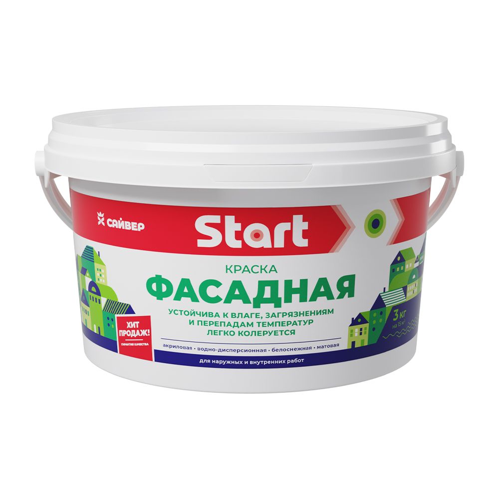 В/д фасадная белоснеж. START 3кг (Сайвер) В/д фасадная белоснеж. START 3кг (Сайвер)