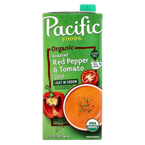 Pacific Foods, органический суп из обжаренного красного перца и томата, легкий с натрия, 946 мл (32 жидк. унции)