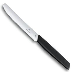 Нож Victorinox столовый, 11 см волнистое, чёрный