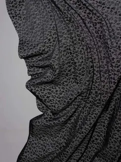 Ткань сетка эластичная, дизайн леопард, глянец, Турция, черный 170 (отрез 0,5м)