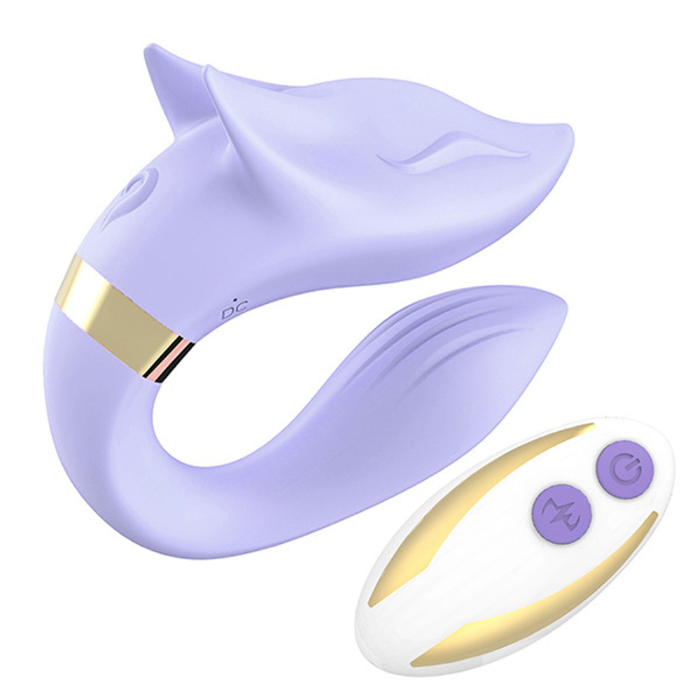 Сиреневый вибромассажер для пар с пультом ДУ Silicone Toys Fox Lilac USK-GZ01