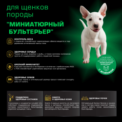 Корм сухой для щенков породы Миниатюрный бультерьер, премиум полнорационный комплекс, с ягненком, 800 гр, QUATTRO