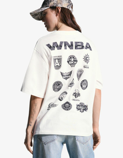 BERSHKA Футболка с коротким рукавом WNBA, белый