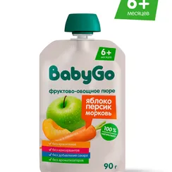 Пюре BabyGo яблоко-морковь-персик с 6 мес 90 г