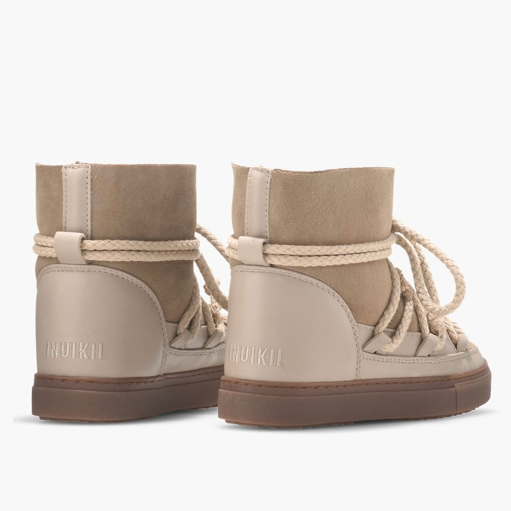 Высокие комбинированные кеды INUIKII Sneaker Classic Beige на меху