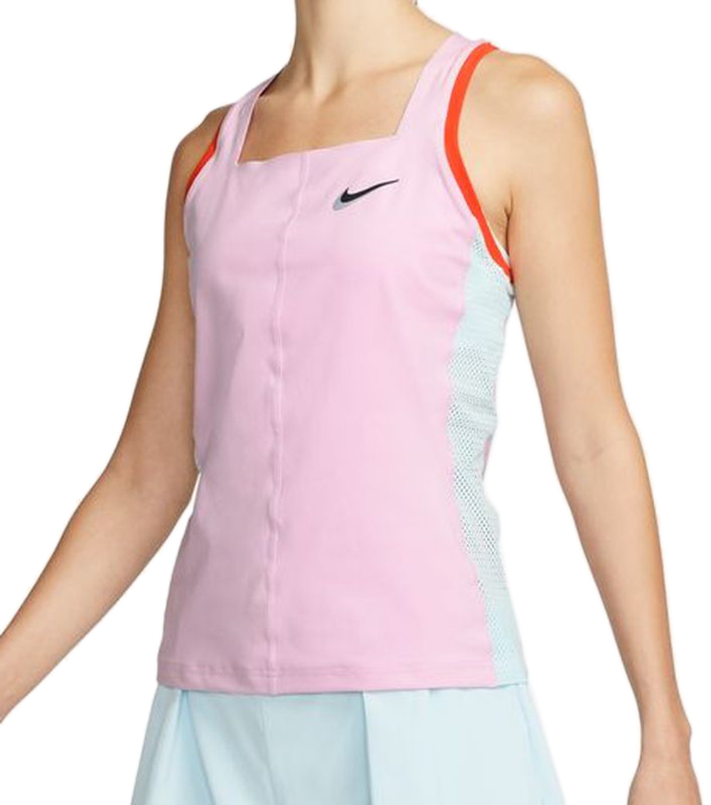 Женский топ теннисный Nike Court Dri-Fit Slam Tank - light arctic pink/glacier blue/team orange/black