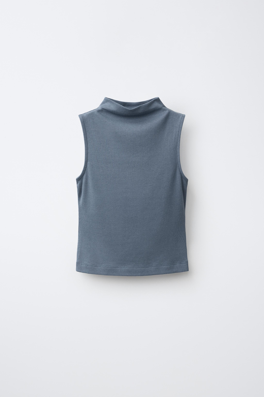 ZARA ТОП БЕЗ РУКАВОВ ИЗ ХЛОПКА И МОДАЛА, СИНИЙ