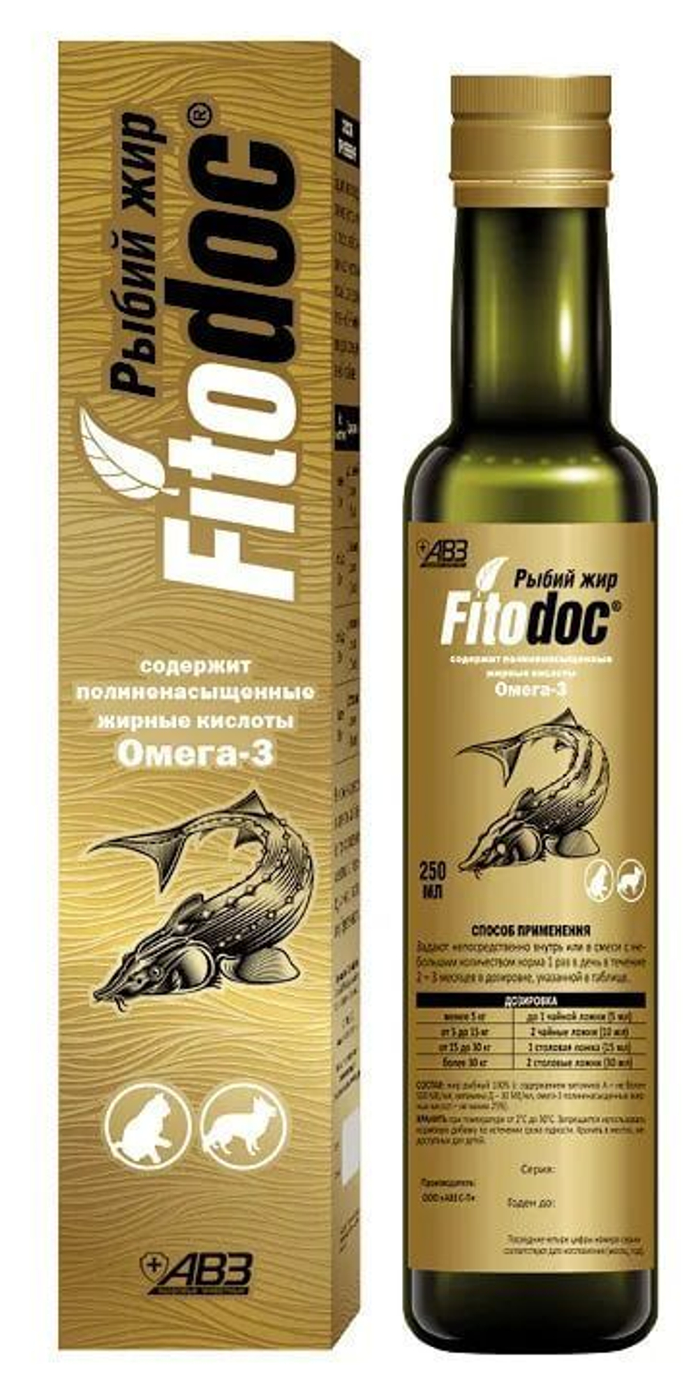 Fitodoc для собак и кошек, рыбий жир, 250 мл