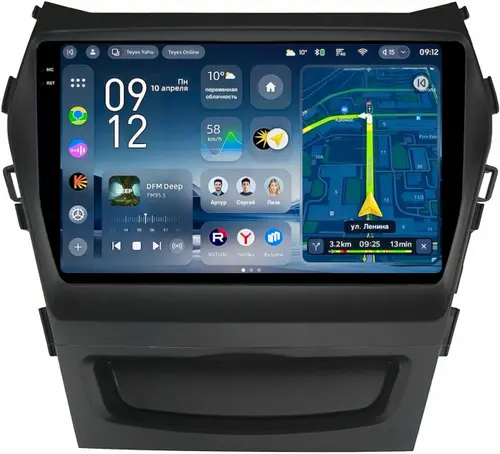 Магнитола для Hyundai Santa Fe 3 2012-2018 (климат на ШГУ, прямое подключение к штатному усилителю) - Teyes CC4-PRO монитор 9.5" 2K QLED на Android 13, Быстрейшая, Snapdragon 778G, ИИ, CarPlay, DSP, 4G SIM-слот