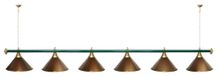 Лампа STARTBILLIARDS 6 пл. (плафоны антик медь,штанга золотая,фурнитура золото)