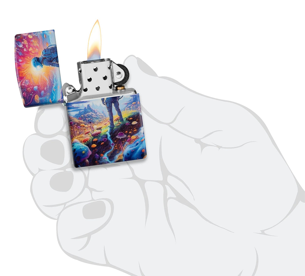 Зажигалка ZIPPO Mushroom Forest Design с покрытием 540 Matte, латунь/сталь, разноцветная, матовая, 3