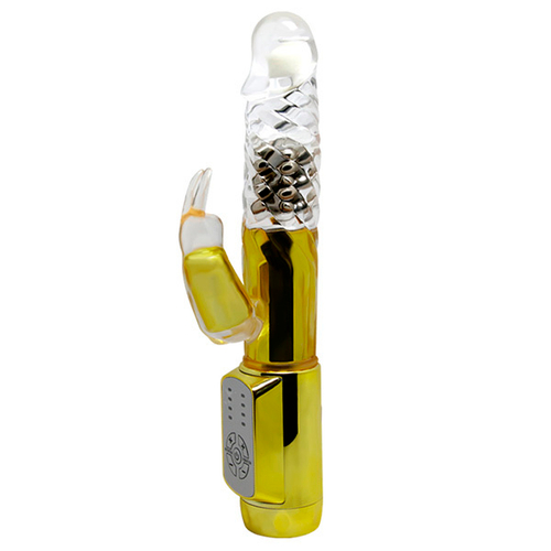 Золотистый вибратор-кролик 21,7см с ротацией Baile Gold Rabbit Prince BW-037302J