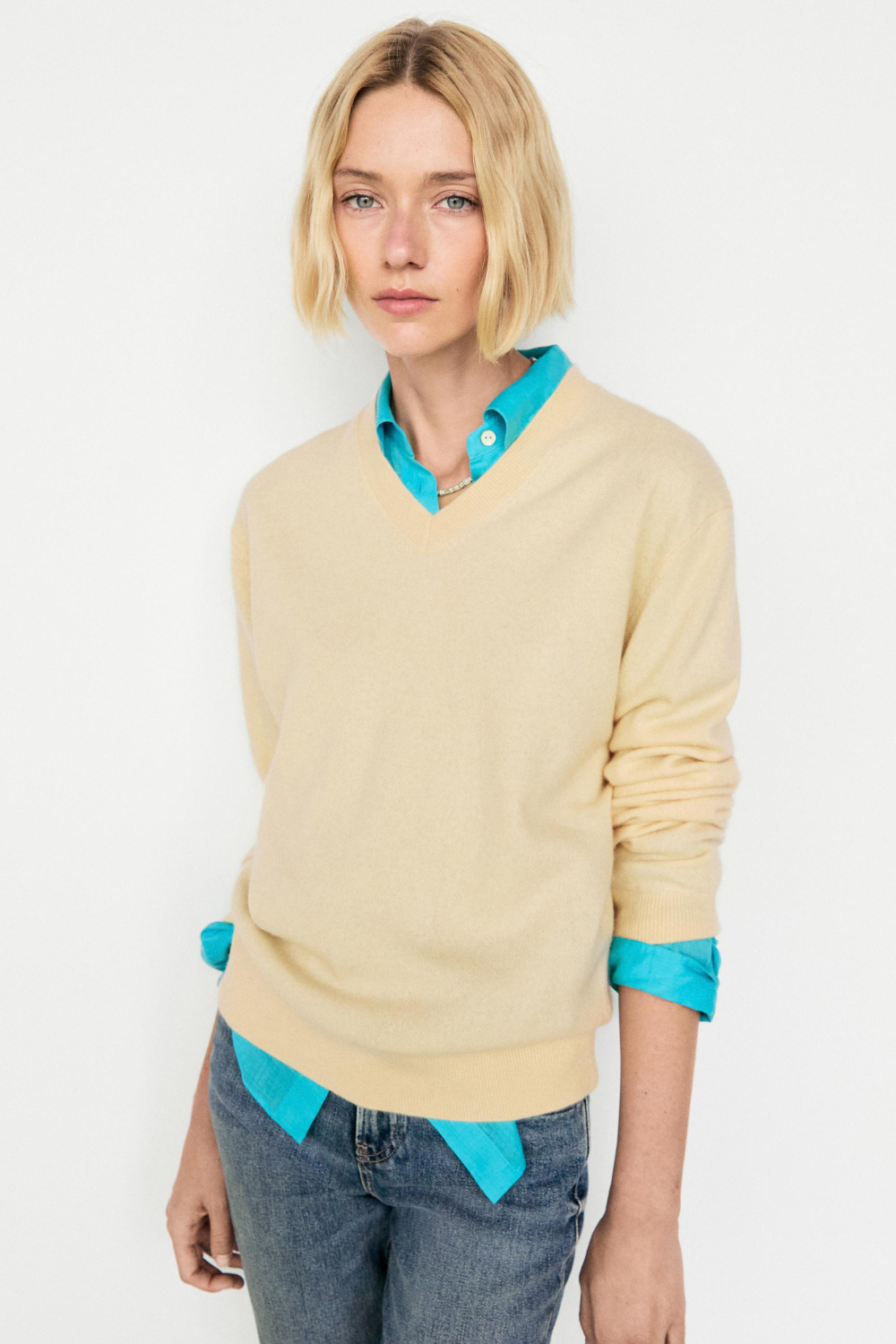 Massimo Dutti Свитер из 100% кашемира, ванильный