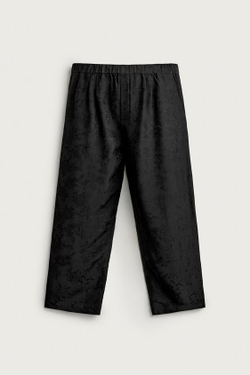 ZARA ЖАККАРДОВЫЕ СТРУЯЩИЕСЯ БРЮКИ С ЦВЕТОЧНЫМ ПРИНТОМ, ЧЕРНЫЙ