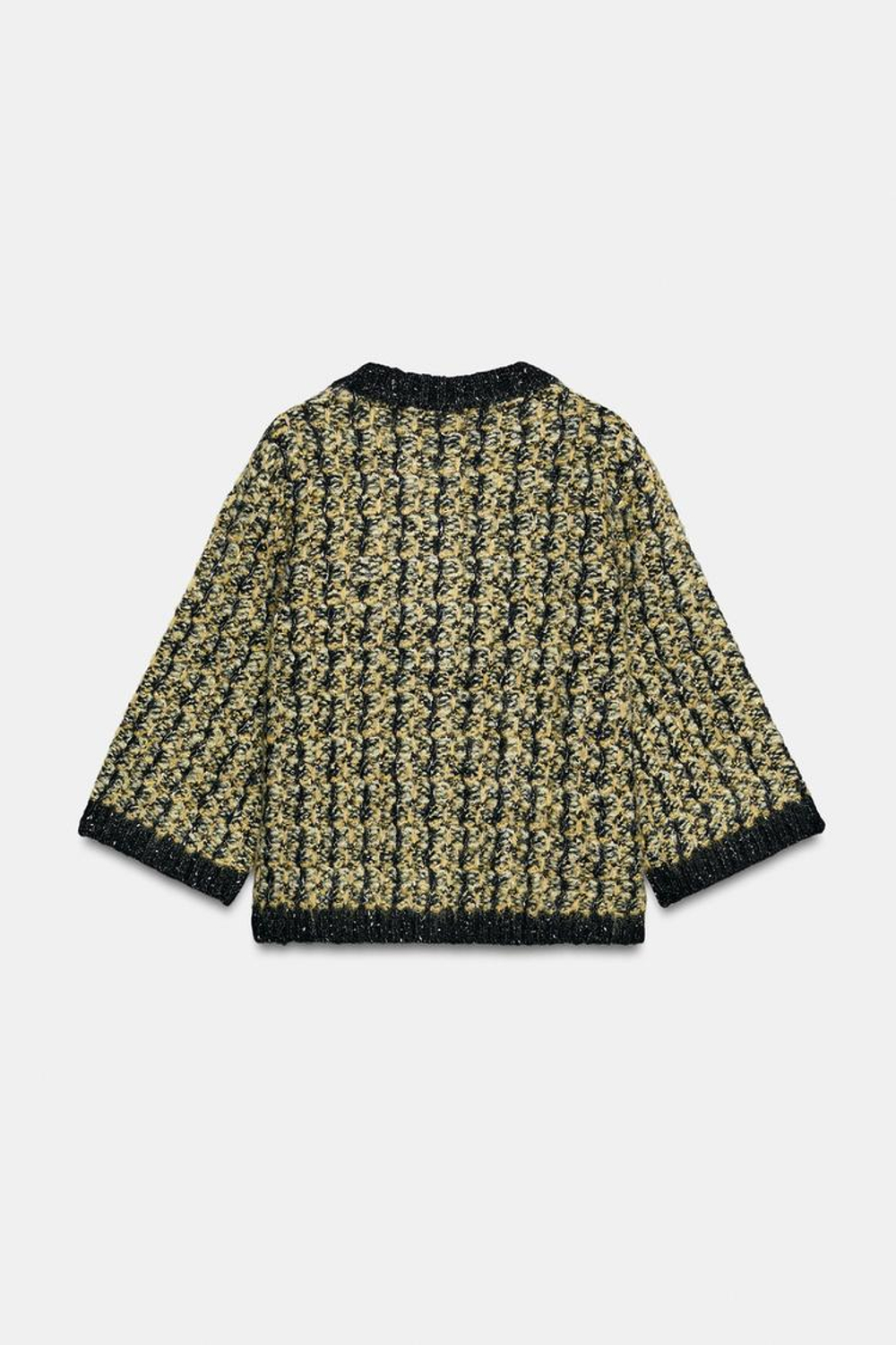 ZARA ТРИКОТАНЫЙ КАРДИГАН, ЧЕРНЫЙ/ЖЕЛТЫЙ