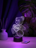 Ночник "Именной мишка Теа" - подарок девушке, девочке