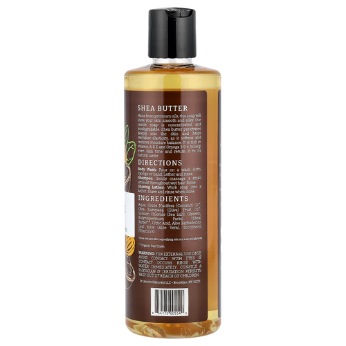 Dr. Jacobs Naturals, насыщенный кастильский гель для душа, органическое масло ши, закупленное на основе растительных ингредиентов, 473 мл (16 унций)
