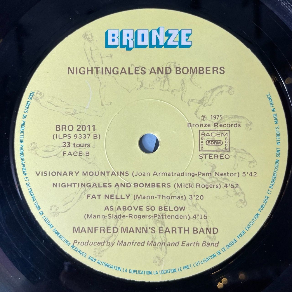 Винтажная виниловая пластинка LP Manfred Mann's Earth Band Nightingales and Bombers (France 1975)