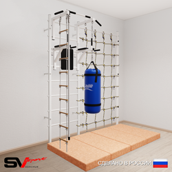Шведская стенка Sv Sport усиленная 67570 (Турник стандарт/Брусья/Канат/Лестница/Цепь/Мешок 30кг/Мат 2м/Канатный лаз)