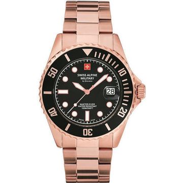 С браслетом Мужские наручные часы с золотым браслетом Swiss Alpine Military 7053.1167 mens watch 42mm 10ATM