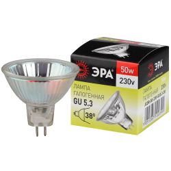 Лампа галогенная ЭРА GU5.3-JCDR(MR16)-50W-230V-CL 50Вт софит теплый белый свет GU5.3 | Лампы галогенные Точечные (MR, PAR)