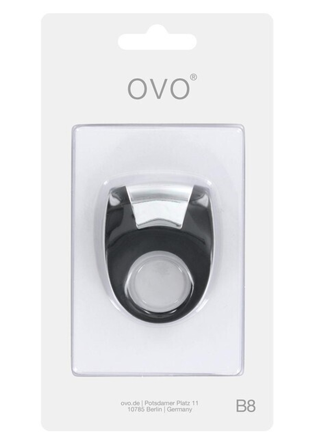 Эрекционное черное кольцо на пенис OVO с вибрацией (Цвет: черный, хром)